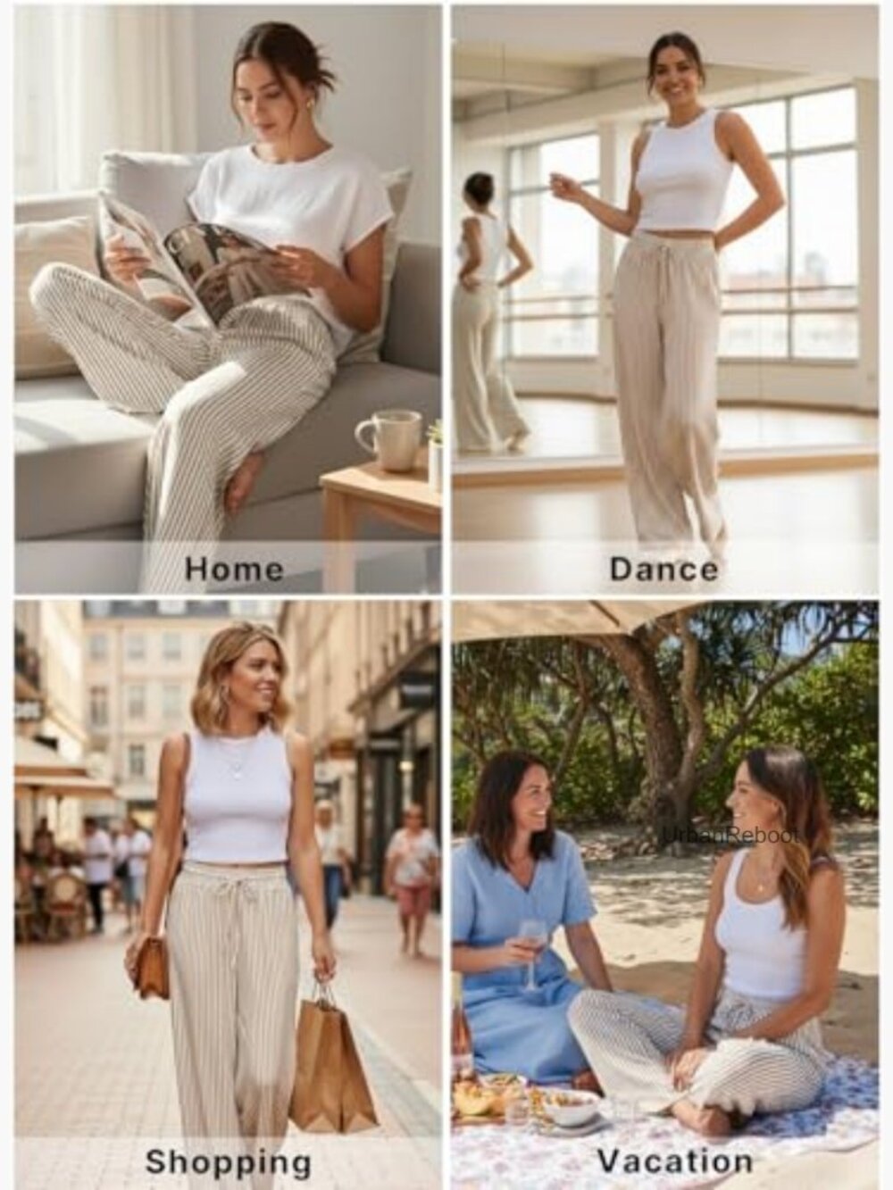 Wide Leg Palazzo Pants with Pockets Drawstring Elastic Waist - Picture 2 of 7